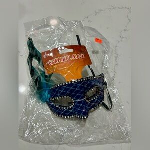 PartyCity Blue Carnival/Masquerade Mask with Feather and Ribbon Tie - NWT